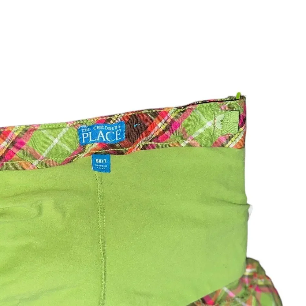 The Childrens Place size small/6X/7 colorful green plaid mini boden ruff…​​